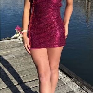 Lucy in the Sky Fuchsia Sequin Mini Dress